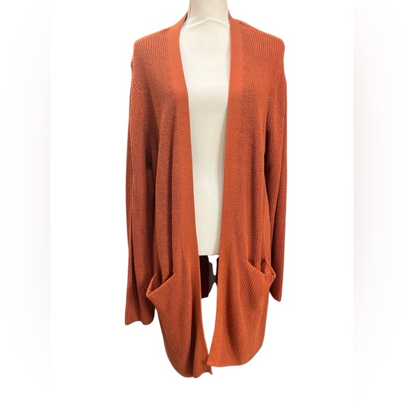 GAP Open-Front Ribbed Cardigan Sweater XXL Rust Orange - Picture 2 of 9